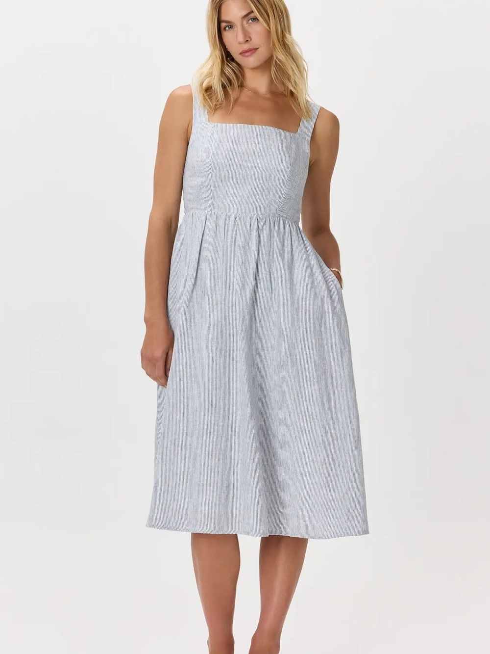 Quince - 100% European Linen Fit & Flare Midi Dress